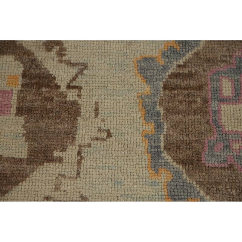 Hand Knotted Oriental 100% Wool Carpet Transitional All-Over Beige & Ivories Oushak Area Rug - 11' 11'' X 8' 8''