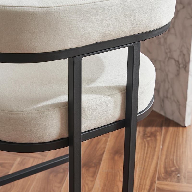 Modern Chenille Bar Stools Set of 2, Upholstered Counter Height Chairs