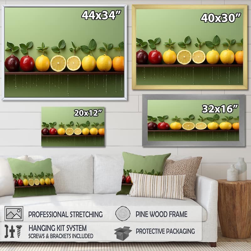 Designart "Minimalist Fruits Lemon Multicolor" Fruits Wall Art