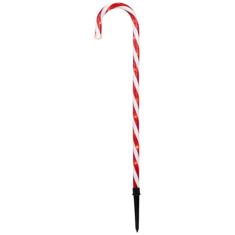 LED Lighted 8-Speed Candy Cane Christmas Pathway Markers - White - 18.25' Clear Wire - 8ct - Red