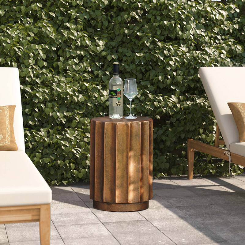 Round Cement Side and End Table, Outdoors & Indoors