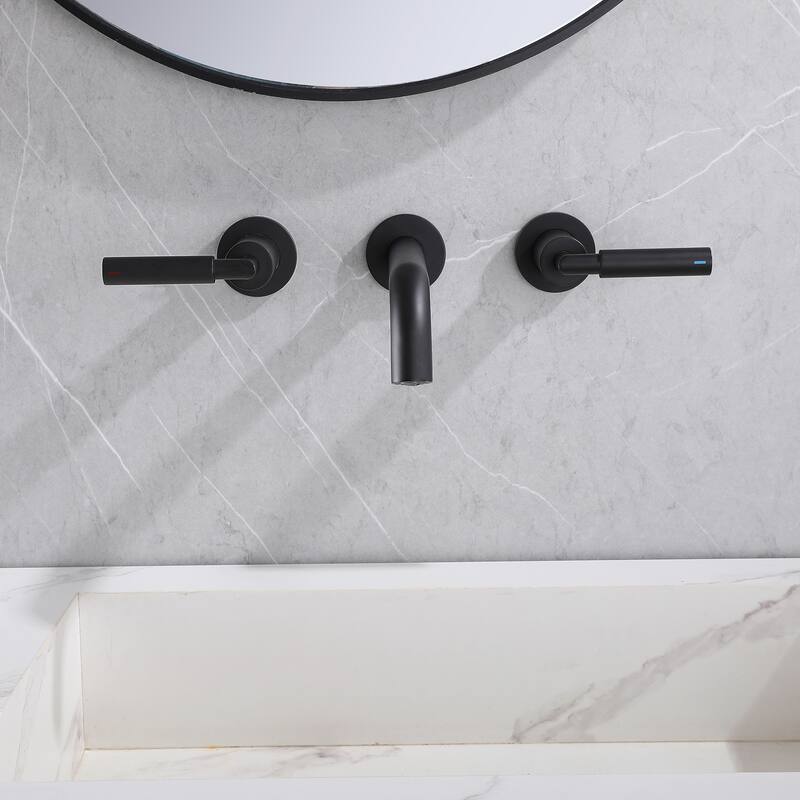 Wall Mount Bathroom Faucet 2 Handle Bathroom Sink Faucets 3 Hole Luxury Modern Mixer Taps With Valve