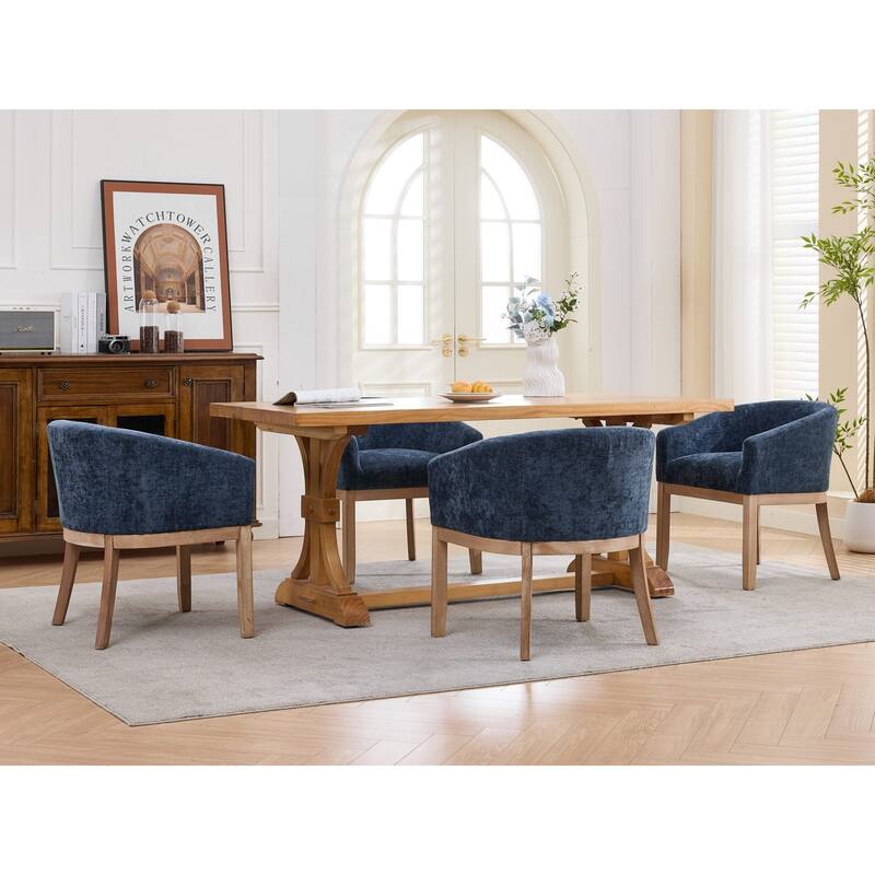 Roomfitters Upholstered Dining Chairs with Barrel Back & Wood Legs, Modern Accent Side Chairs for Kitchen and Living Room