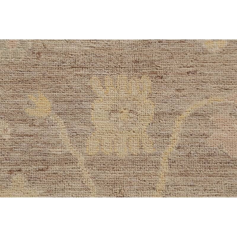 Hand Knotted Oriental 100% Wool Carpet Transitional All-Over Brown Oushak Area Rug - 13' 5'' X 9' 11''