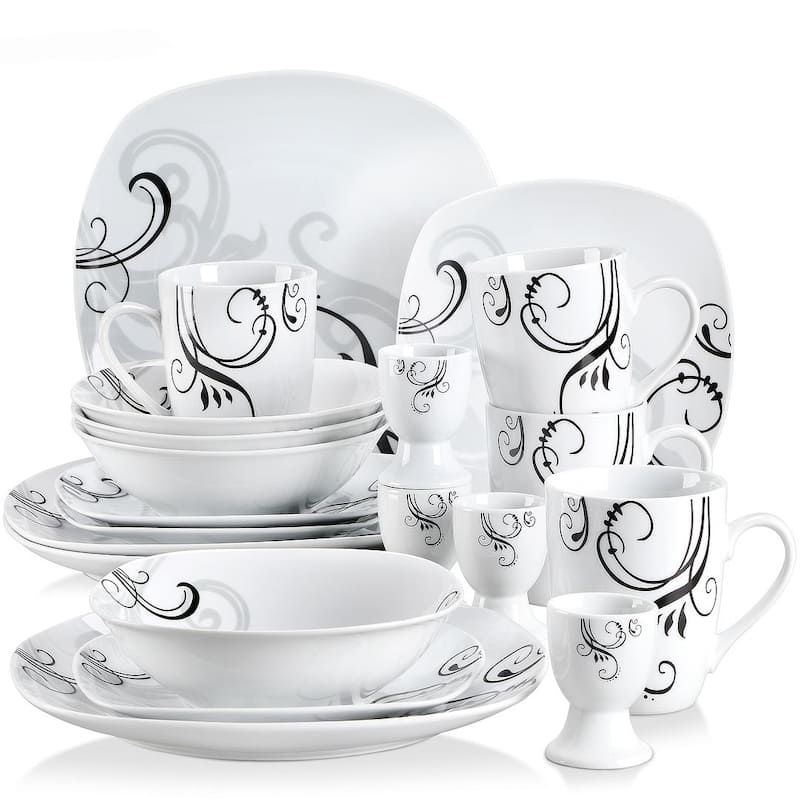 VEWEET 20-Piece White Porcelain Dinnerware Set (Service for 4)