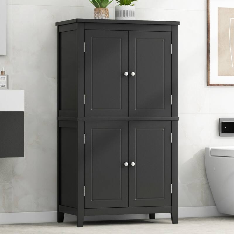 23.6 in. W x 43.3 in. H MDF Freestanding Linen Cabinet with Adjustable Shelves