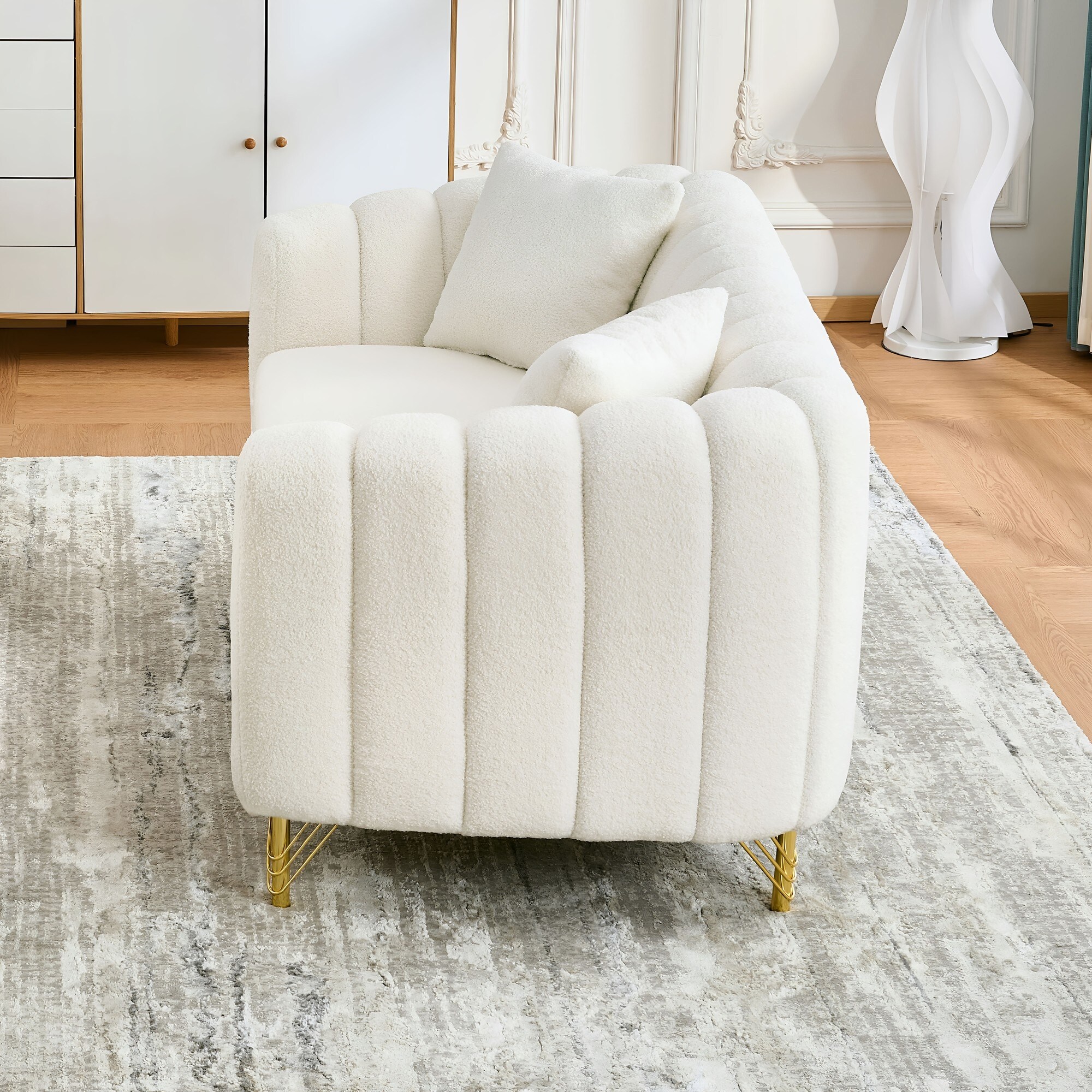 Luxurious 2-Seater Deep Seat Sofa Couch Loveseat Sofa with Metal