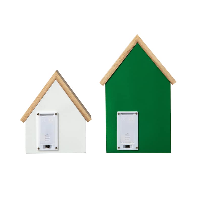 Glitzhome 8.5"H Set of 2 Lighted St. Patrick's Wooden House-shaped Table Decor