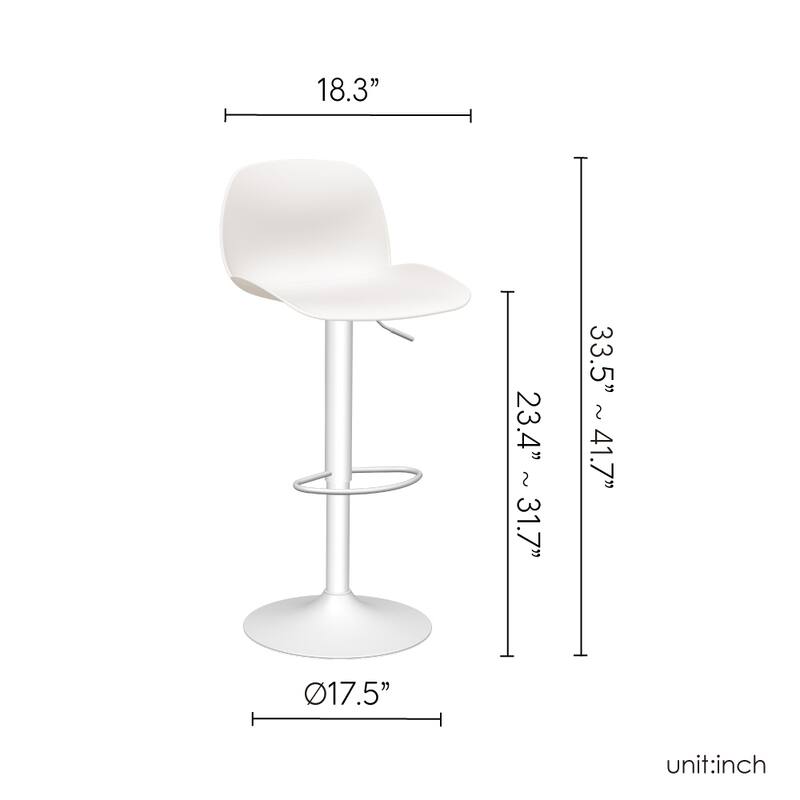 Koln Resin Adjustable Bar Stool with Metal Base, Set of 2