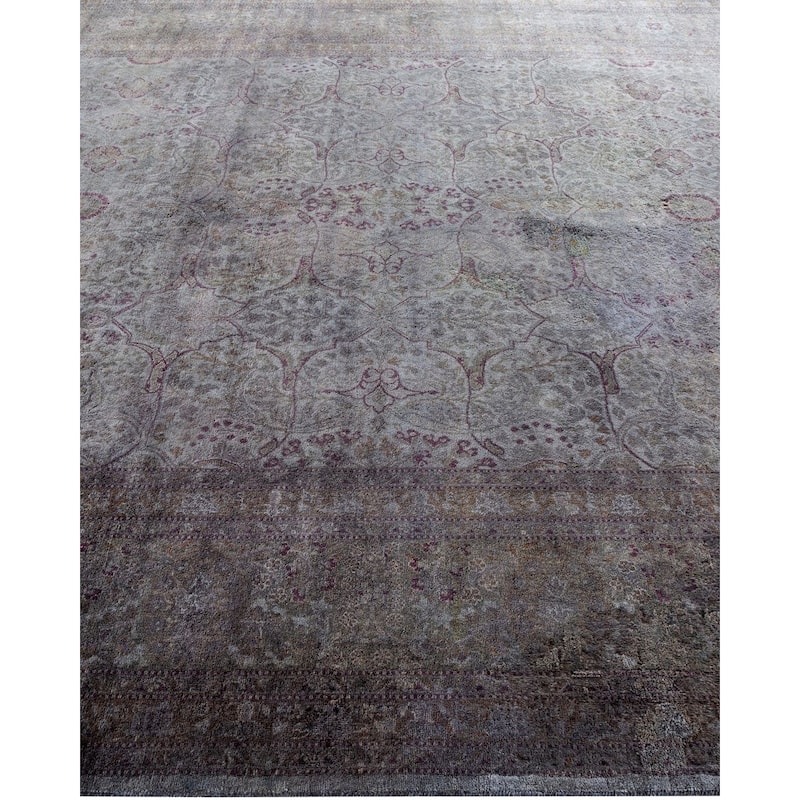 Overton Hand Knotted Wool Vintage Inspired Modern Contemporary Overdyed Gray Area Rug - 8' 2" x 10' 4"