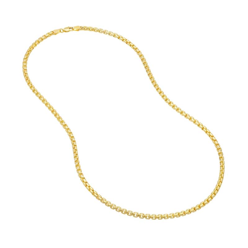 Curata 14k Yellow Gold 3.3mm Solid Round Box Chain Bracelet Lobster Lock Closure 8.50 Inch