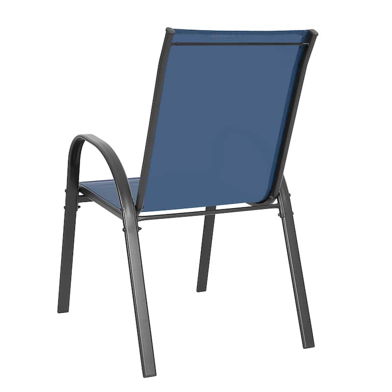 Patio 4-Piece Textilene Dining Chairs with Armrests and Stackable Design