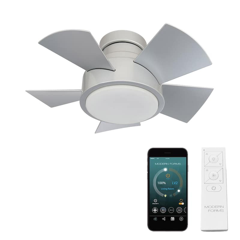 Vox Indoor/Outdoor 5-Blade Smart Flush Mount Ceiling Fan 26in with 3000 LED and Remote Control - 26 - Titanium Silver