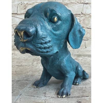 Bobble Head Style Labrador Retriever Puppy Dog Bronze Metal Figure Statue Art