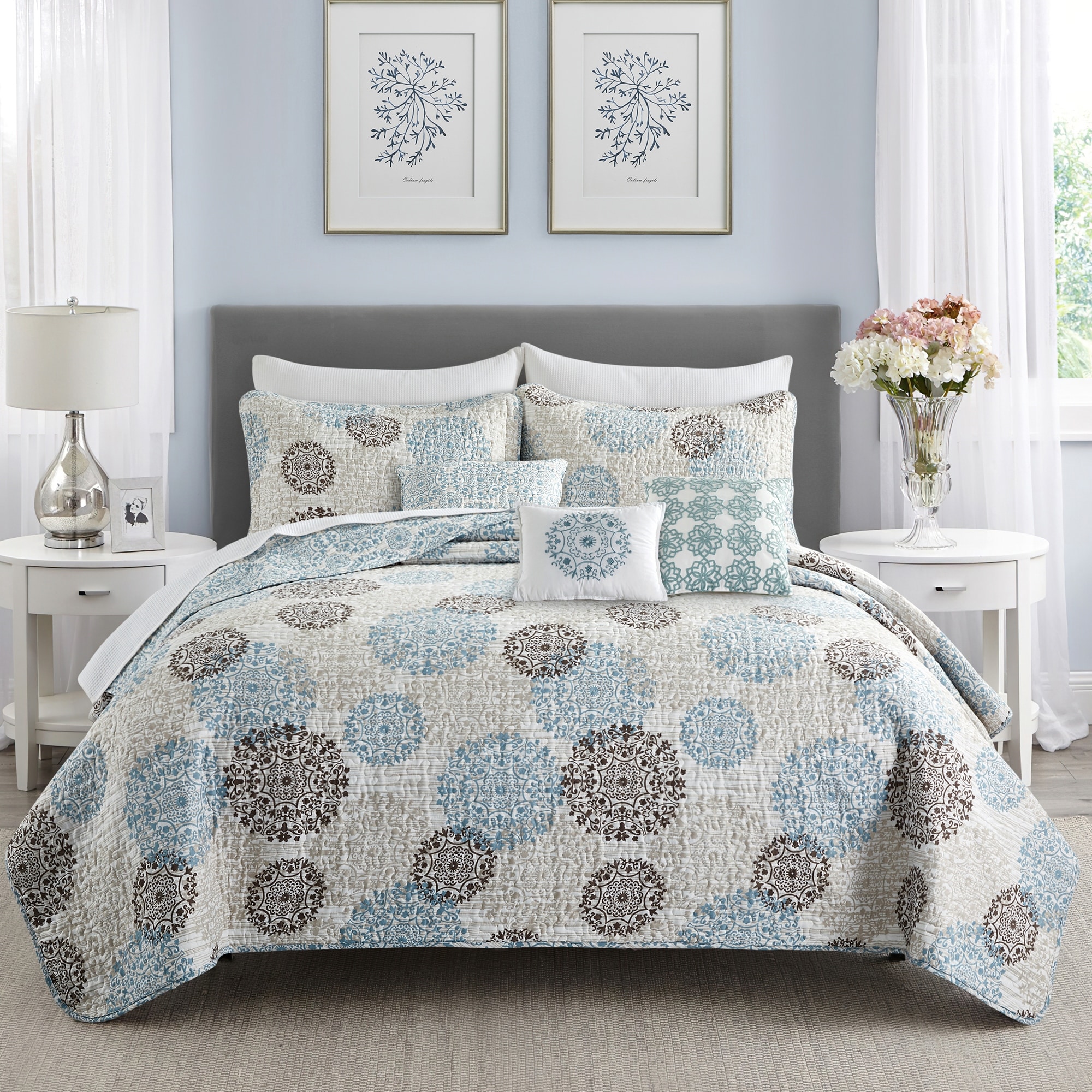 Serenta 6 Piece Printed Marina MDLN Quilts Set - On Sale
