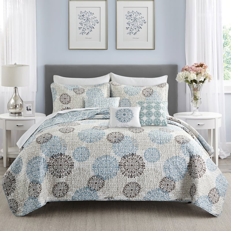 Serenta 6 Piece Printed Marina MDLN Quilts Set