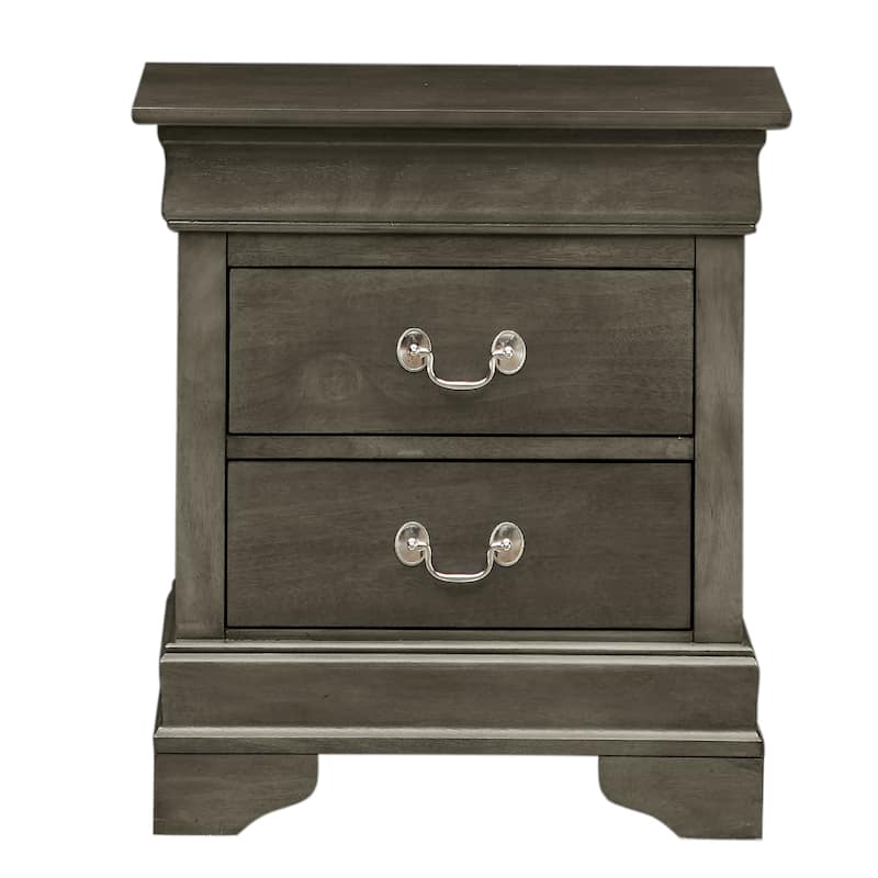 2-Drawer Wooden Nightstand - 24" - Gray