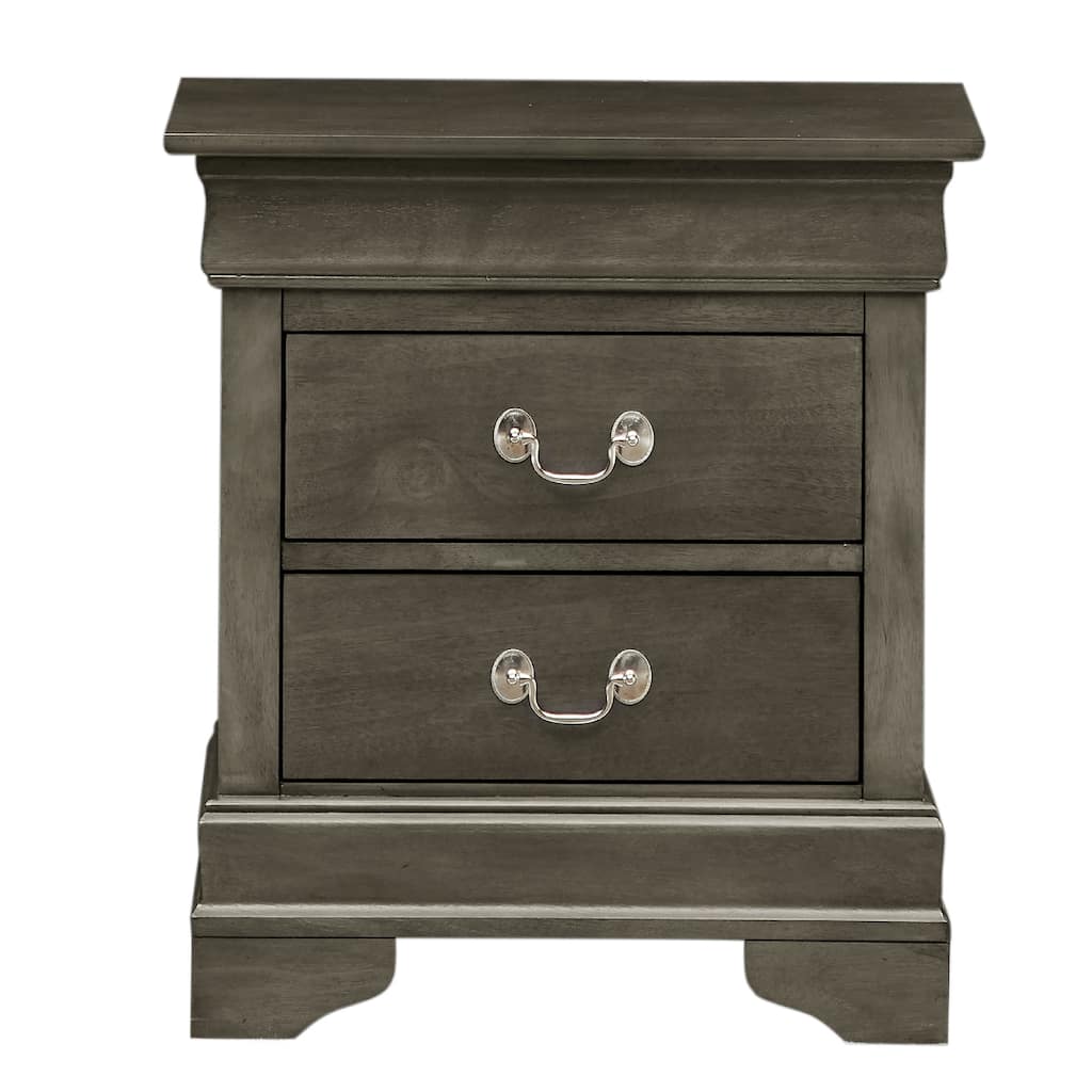 2-Drawer Wooden Nightstand - 24" - Gray
