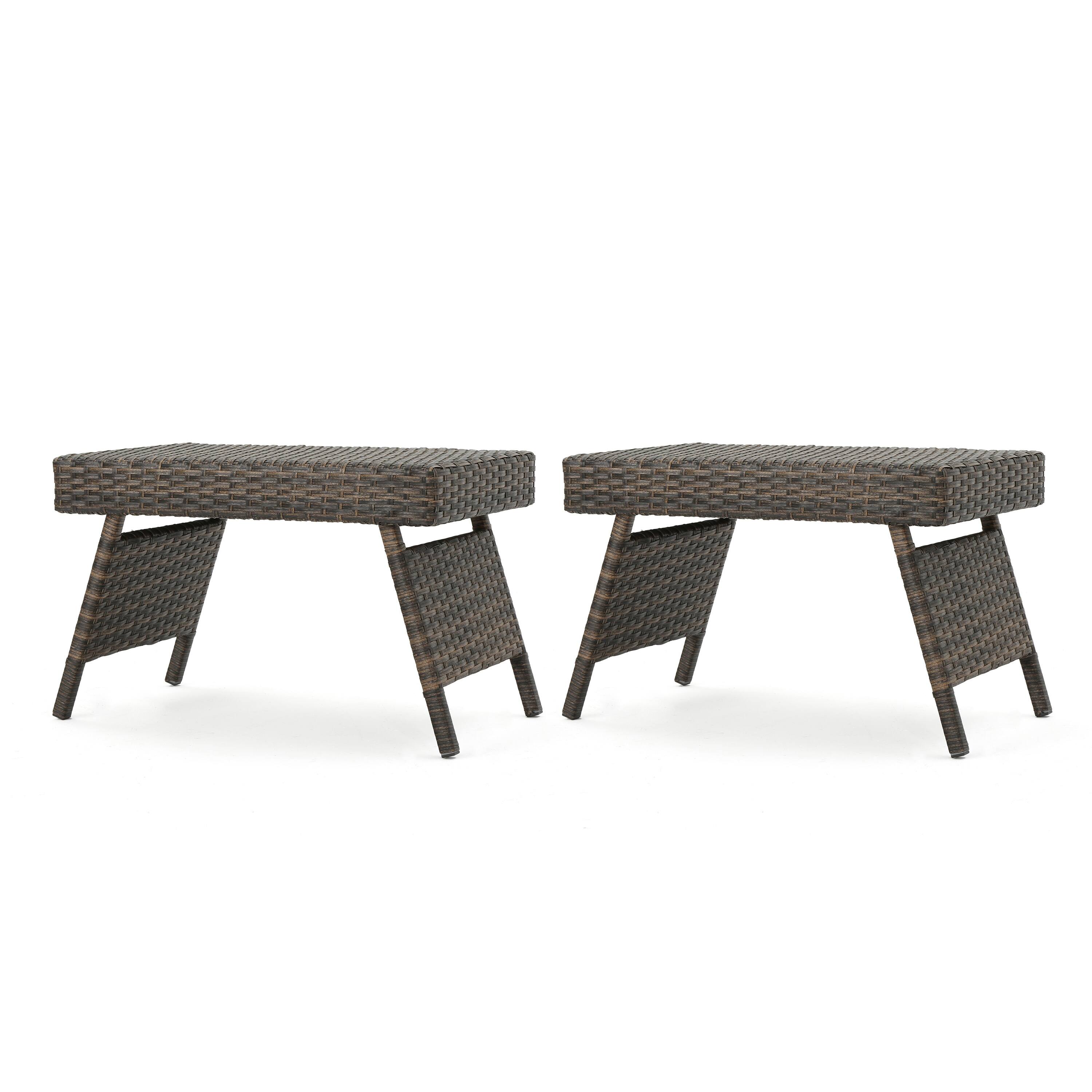 Thira Wicker and Aluminum Outdoor Folding Side Table by Christopher