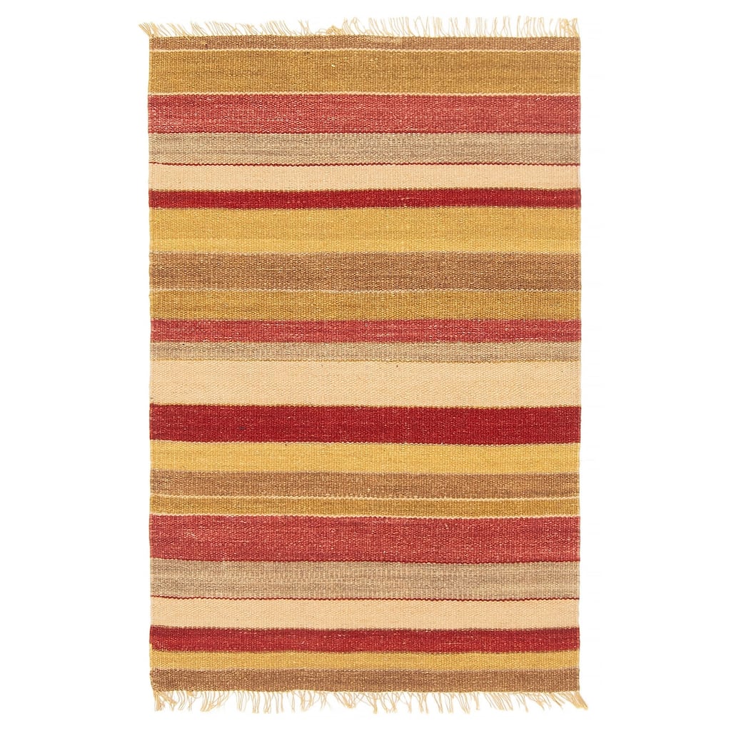 ECARPETGALLERY Flat-Weave Bold and Colorful Multi Color Wool Kilim - 2'4 x 3'7
