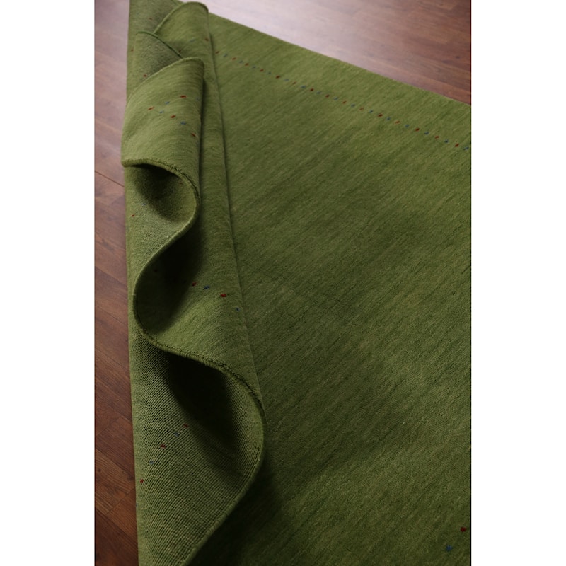 Hand Knotted Oriental 100% Wool Carpet Tribal Animal Pictorial Green Gabbeh Area Rug - 7' 7'' X 5' 3''