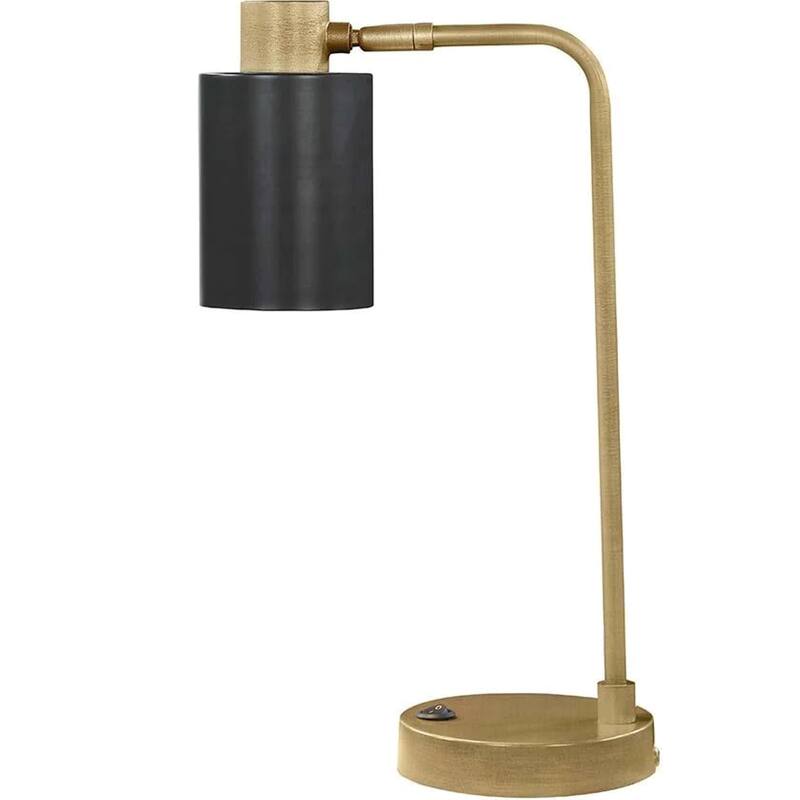 Antique Brass Table Desk Lamp with Black Metal Shade