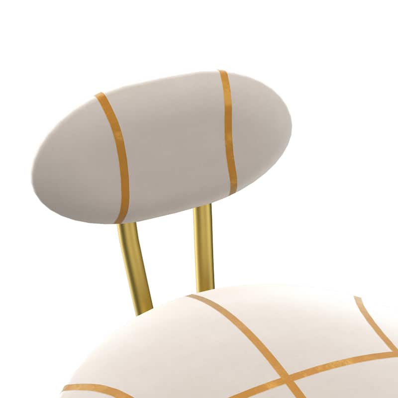 Upholstered Bar Stools Set of 2 Striped Counter Height Barstools Modern Velvet Dining Chairs for Kitchen Island, Living Room