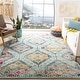 preview thumbnail 11 of 18, SAFAVIEH Madison Medine Boho Diamond Distressed Rug - Blue/Yellow - 5' 3" x 7' 6"
