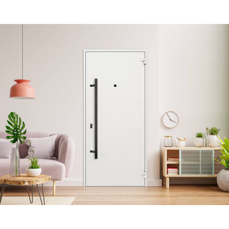 Exterior Prehung Steel Entry Door Ronex 0131 Grey 2 Sidelites Top Window Stainless Steel Inserts 16+36+16x96 Left Hand