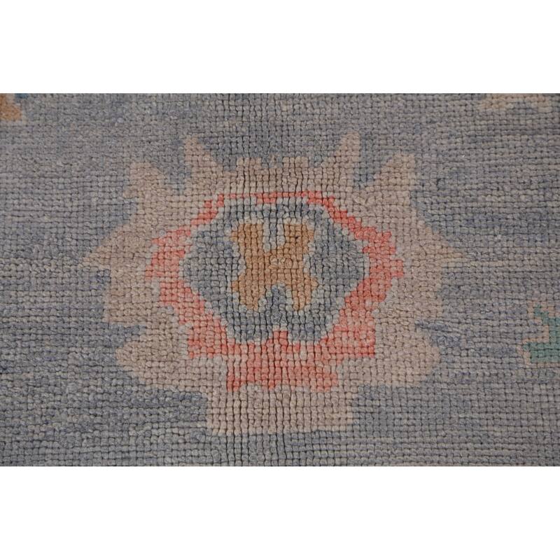 Hand Knotted Oriental 100% Wool Carpet Transitional All-Over Navy Blue & Blues Oushak Area Rug - 9' 4'' X 8' 1''