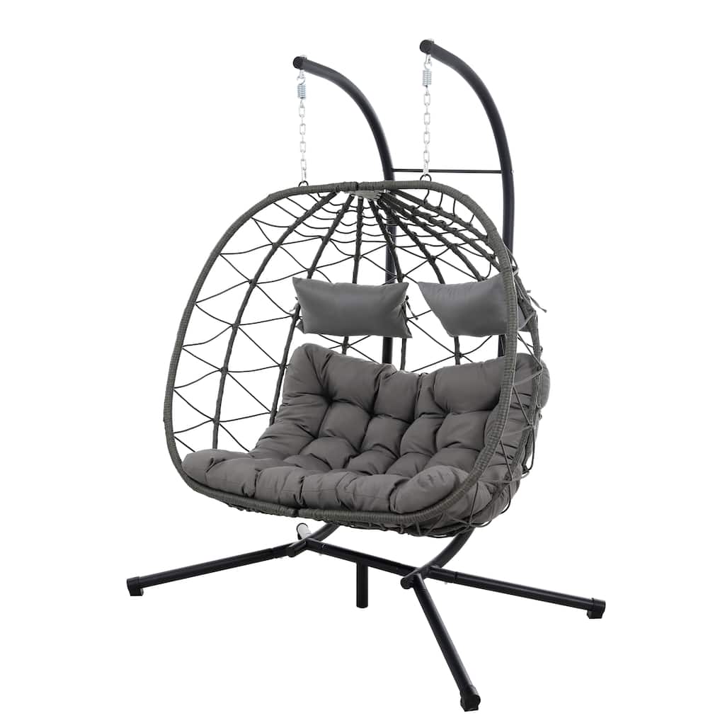 Steel Frame 2-Person Egg Chair with Stand