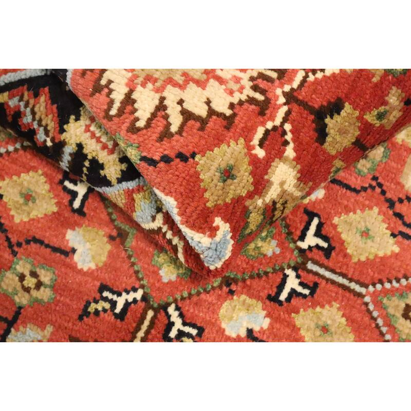 Hand Knotted Oriental 100% Wool Carpet Transitional All-Over Oranges & Rust Oushak Runner Rug - 7' 10'' X 2' 7''
