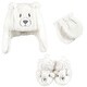 preview thumbnail 1 of 0, Hudson Baby Unisex Baby Trapper Hat, Mitten and Bootie Set, Cream Bear 0-6 Months - Cream Bear