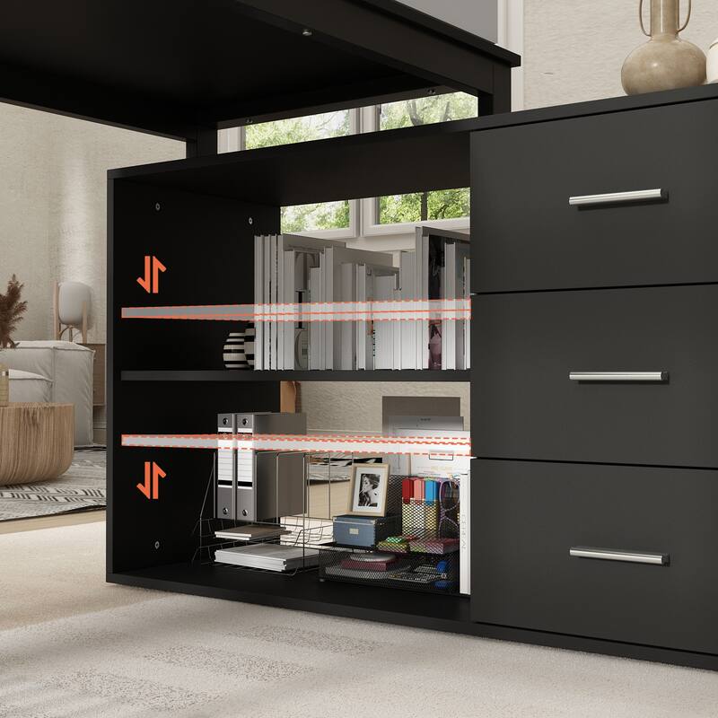 55-inch Timechee L-shaped Storage Computer Desk
