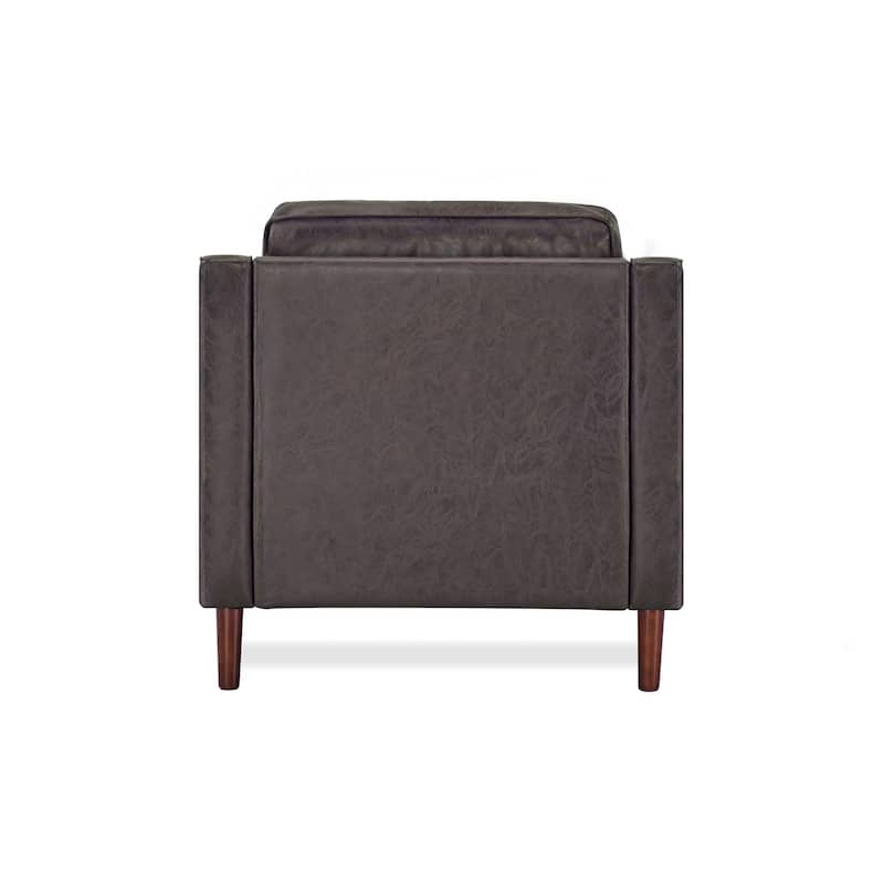 Artdeco Home - Sedona Modern Accent Chair, Faux Linen / Vegan Leather Armchair
