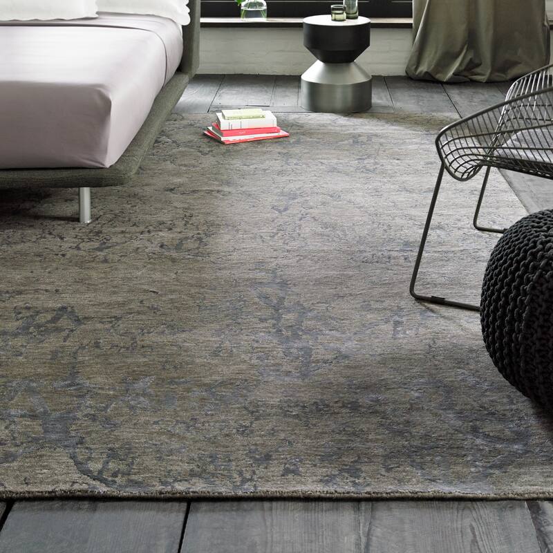 Modern Multi-Colored Hand-Knotted Wool & Viscose Area Rug - 12' x 15' - Multi-Colored