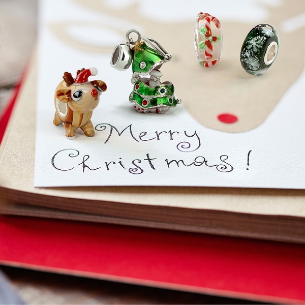 Green Christmas Tree Hidden Santa Claus CZ Dangle Charm Bead For Women Teen 925 Sterling Silver Fits European Bracelet