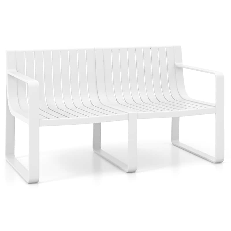 Modern Outdoor Garden Bench for 2 Comfortable Back Support Armrests and Waterproof - 48” x 24.5” x 27.5”