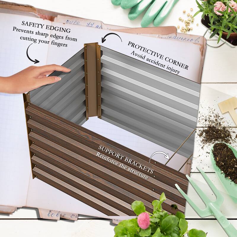 Outsunny 8x2x2ft Galvanized Raised Garden Bed Kit, Outdoor Metal Elevated Planter Box with Safety Edging, Large Raised Bed