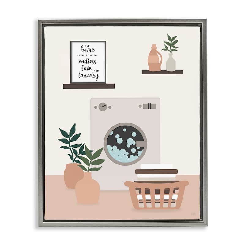 Stupell Modern Family Laundry Phrase Framed Floater Canvas Wall Art Design By Natalie Carpentieri - 25 x 31 - Grey