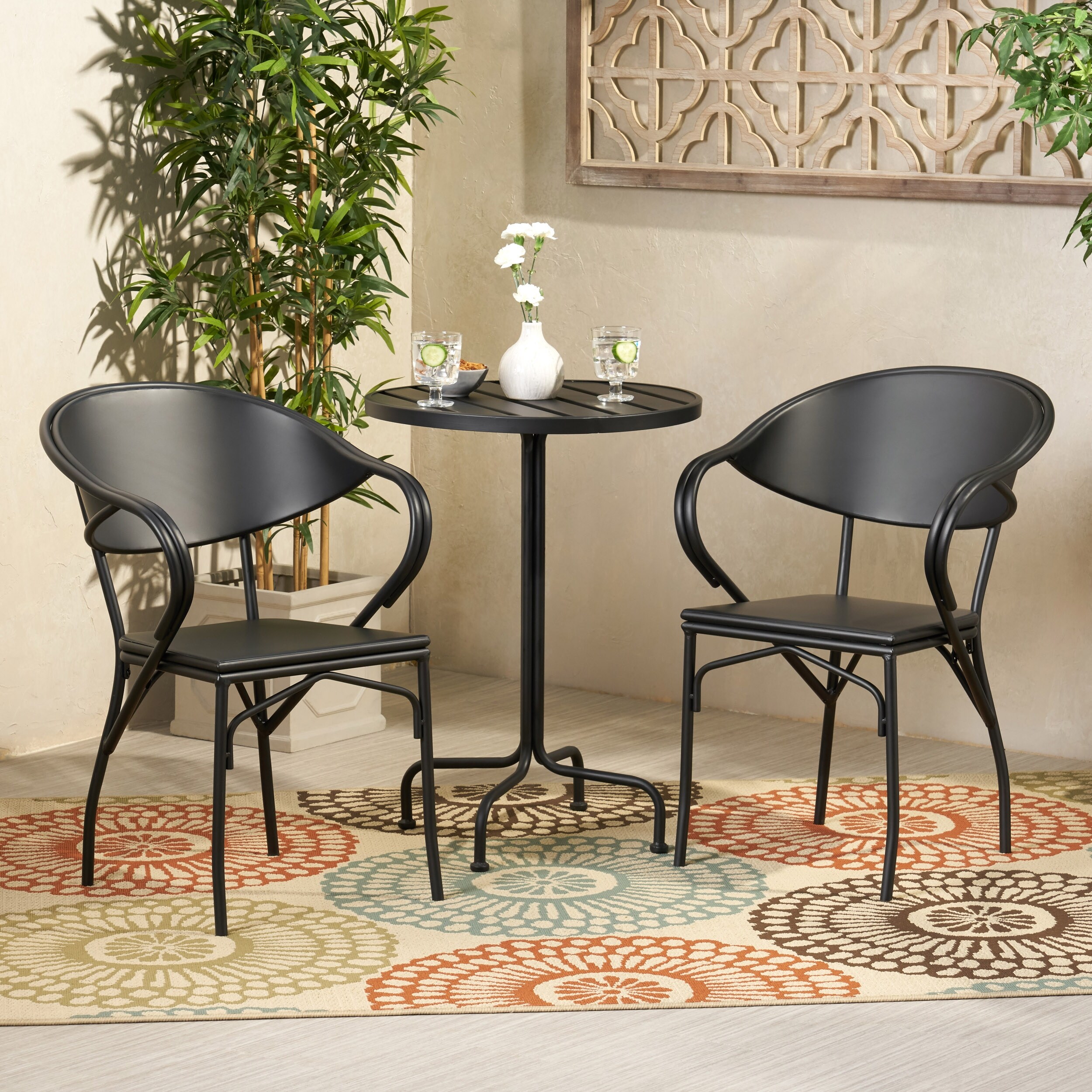 Palm Desert Outdoor Modern 3 piece Bistro Set by Christopher Knight Home Bed Bath Beyond 29867004