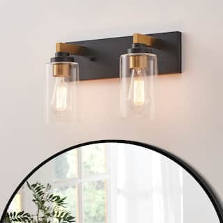 KAWOTI 2-Light Bathroom Vanity Light with Clear Glass Shade