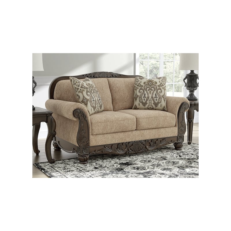 Signature Design by Ashley Stanmore Brown Loveseat - 68"W x 38"D x 43"H