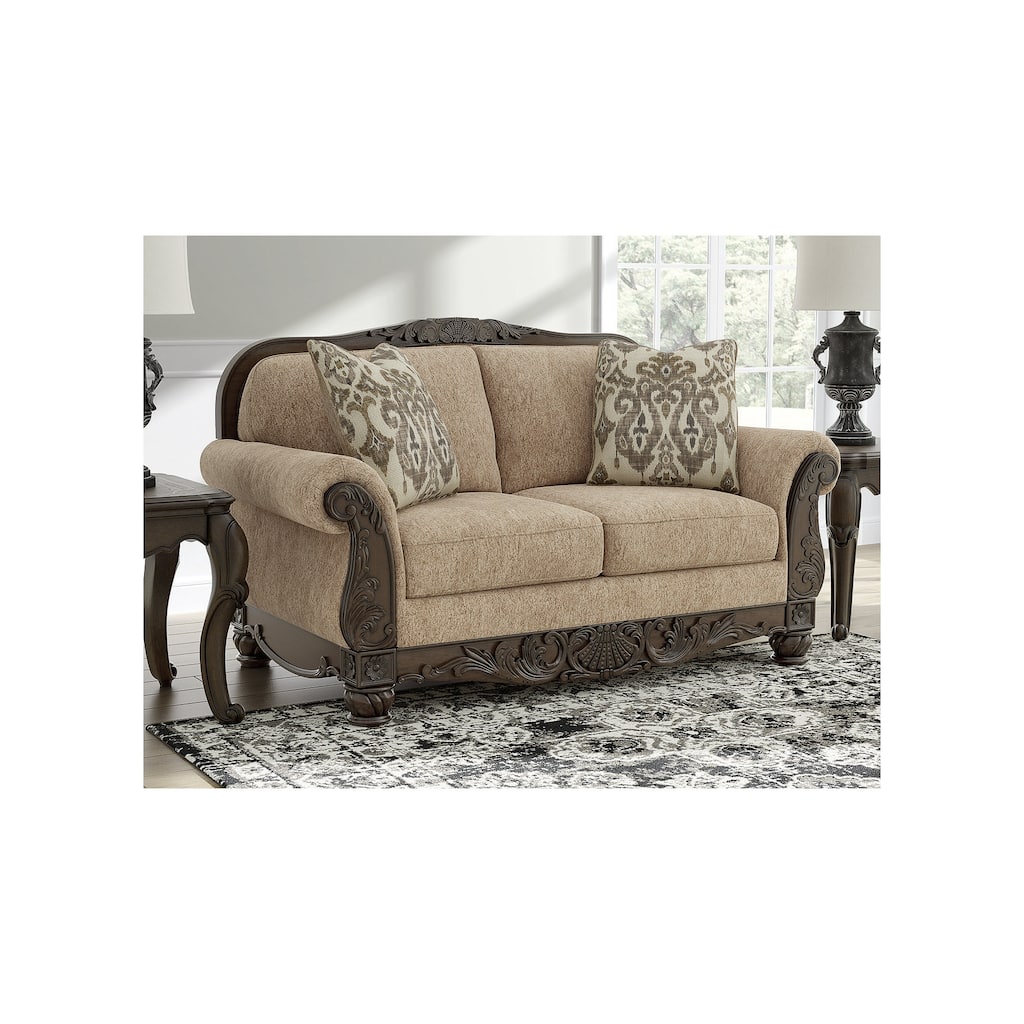 Signature Design by Ashley Stanmore Brown Loveseat - 68"W x 38"D x 43"H