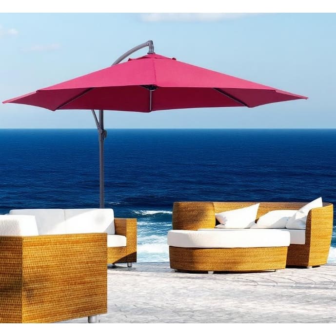 10ft Offset Cantilever Patio Umbrella with 360-Degree Adjustable Shade and UV-Resistant Canopy