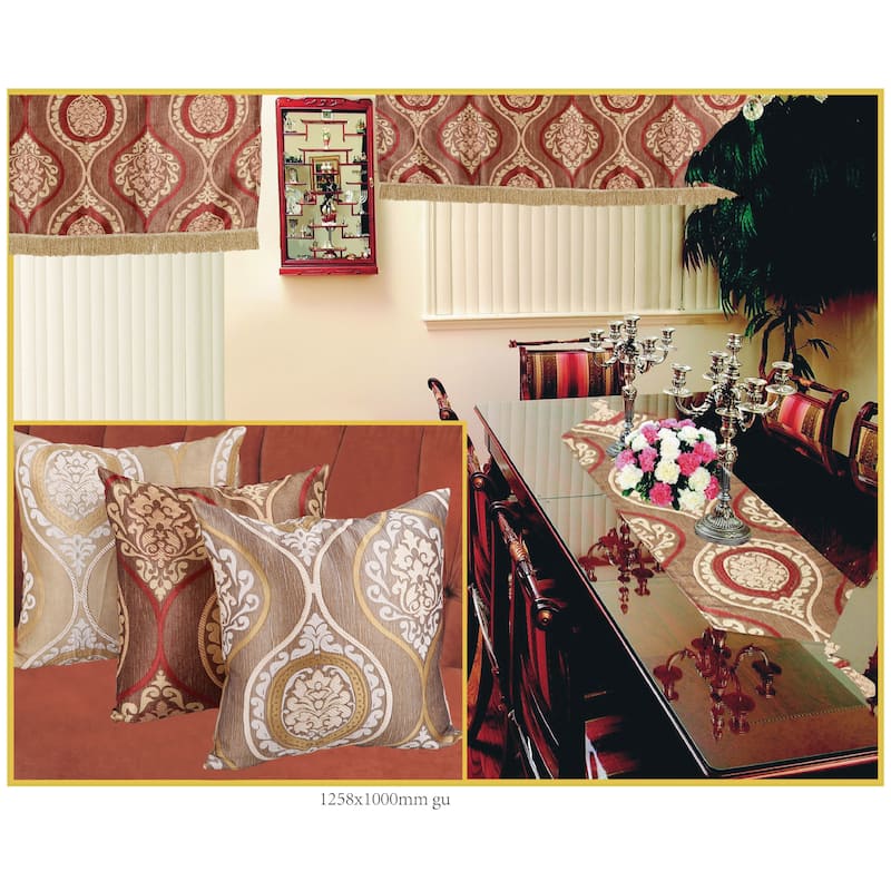 Violet Linen Milano Arts Damask Jacquard, 60" x 15", Straight, Rod Pocket Curtain Valance