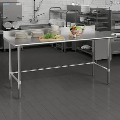 Commercial Stainless Steel Kitchen Prep and Work Table with Backsplash