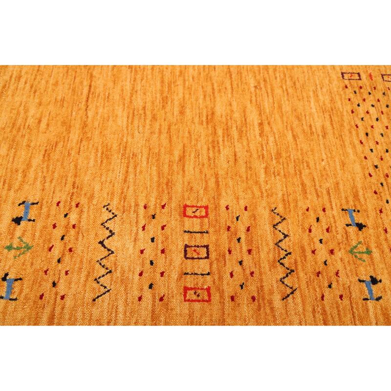 ECARPETGALLERY Hand Loomed Kashkuli Gabbeh Light Orange Wool Rug - 5'1 x 8'2