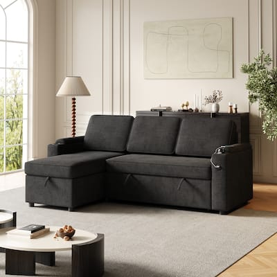 85.8" Sleeper Sofa with Pull Out Bed with Charging Port