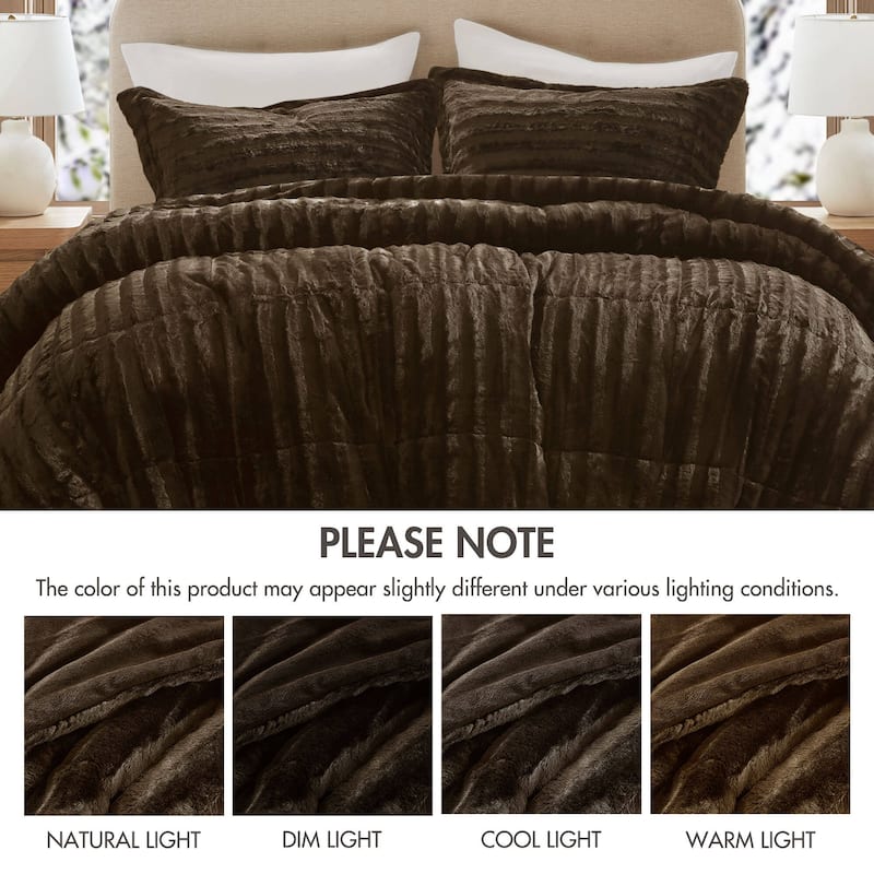 Madison Park York Faux Fur Comforter Mini Set
